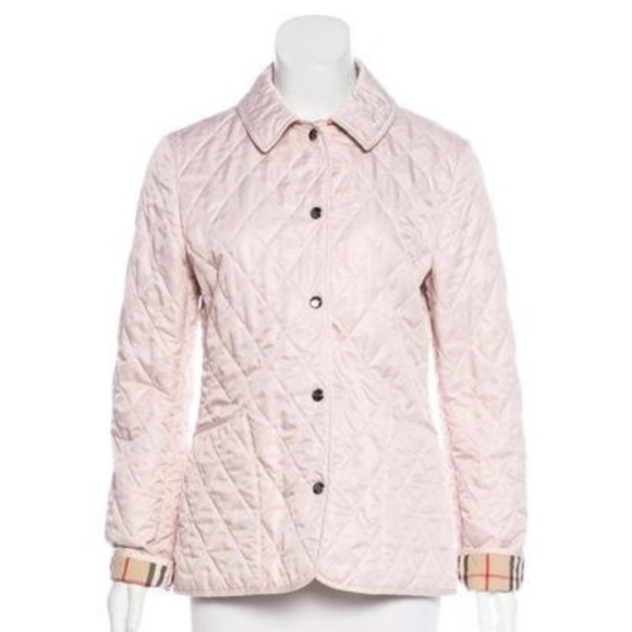 BURBERRY Pink Quilted Button Down Jacket, S - Picture 2 of 7